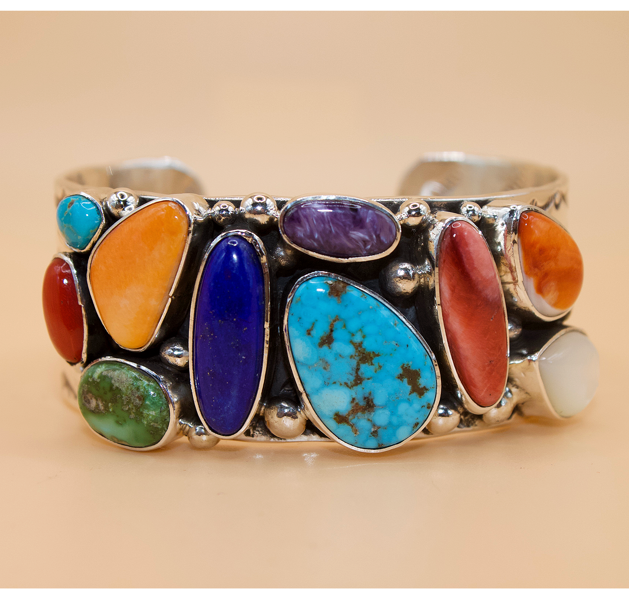 Sterling Silver Multistone Statement Cuff 6 1/4"