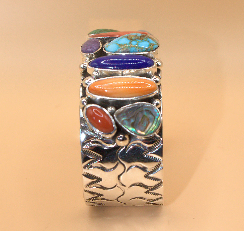 Thumbnail: Sterling Silver Multistone Statement Cuff 7"