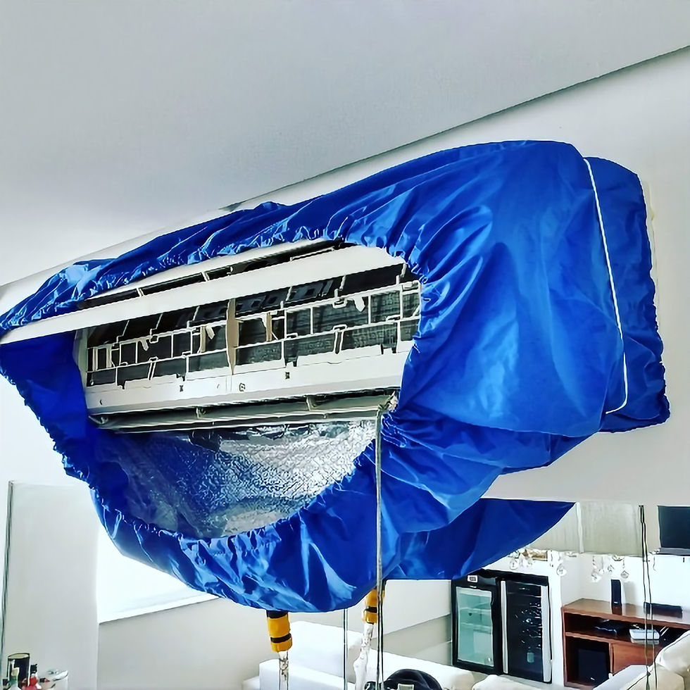 Evaporadora do ar condicionado split com um coletor de lavagem e higienização