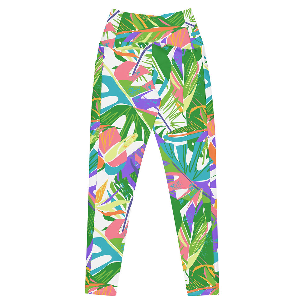 Thumbnail: Crossover leggings with pockets - Tropicál