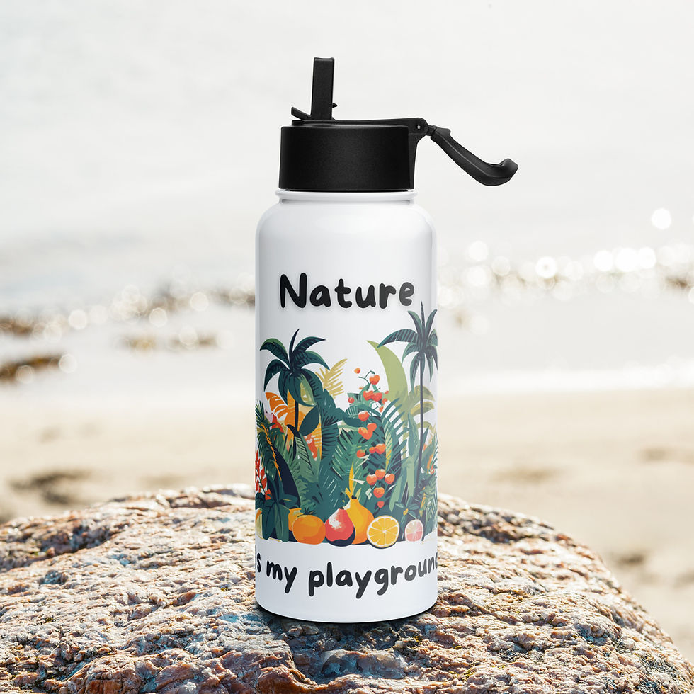 Thumbnail: Nature is my playground Stainless steel water bottle with a straw lid