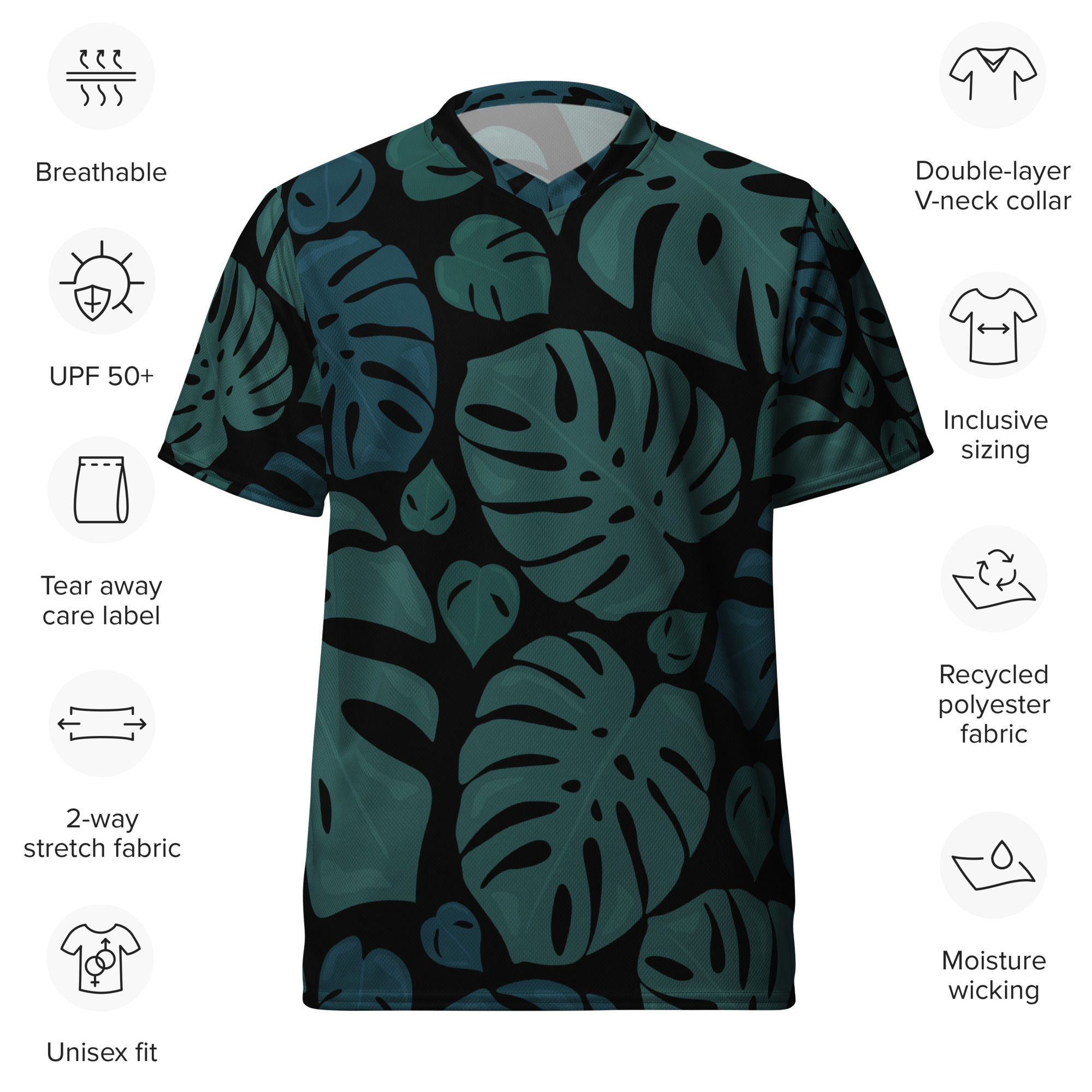 Recycled unisex sports jersey - Monstera print
