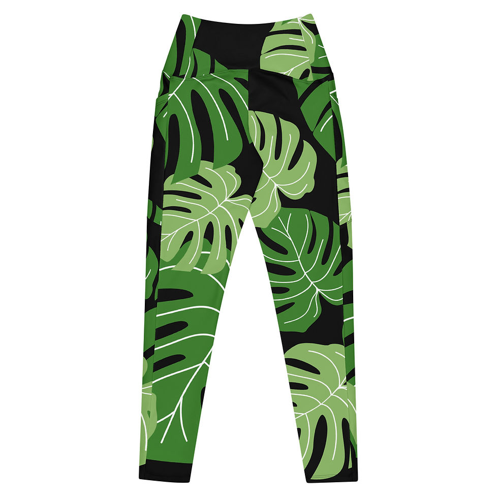 Thumbnail: Crossover leggings with pockets - Monstera I