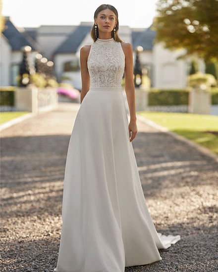 high neck halter top wedding dress Simple Eiren High Neck A-line Wedding Dress By Rosa Clara 15.01.2025