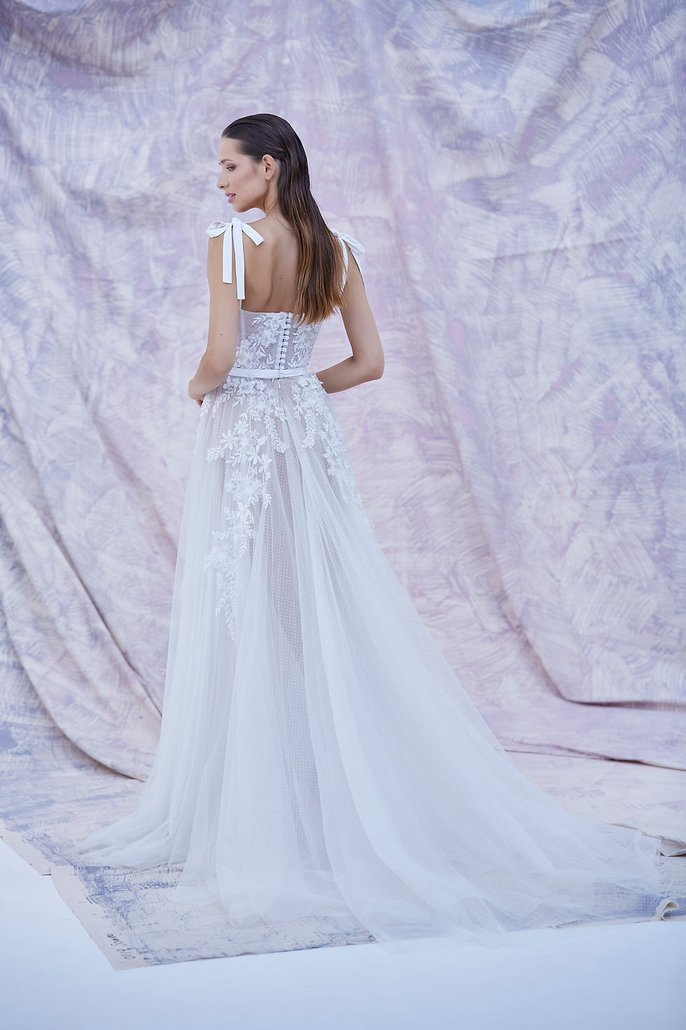 Thumbnail: Full back view of  Mira Wedding Dress by Savin London