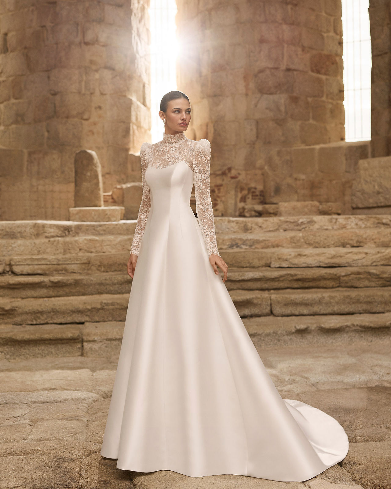 lace high neck wedding dress