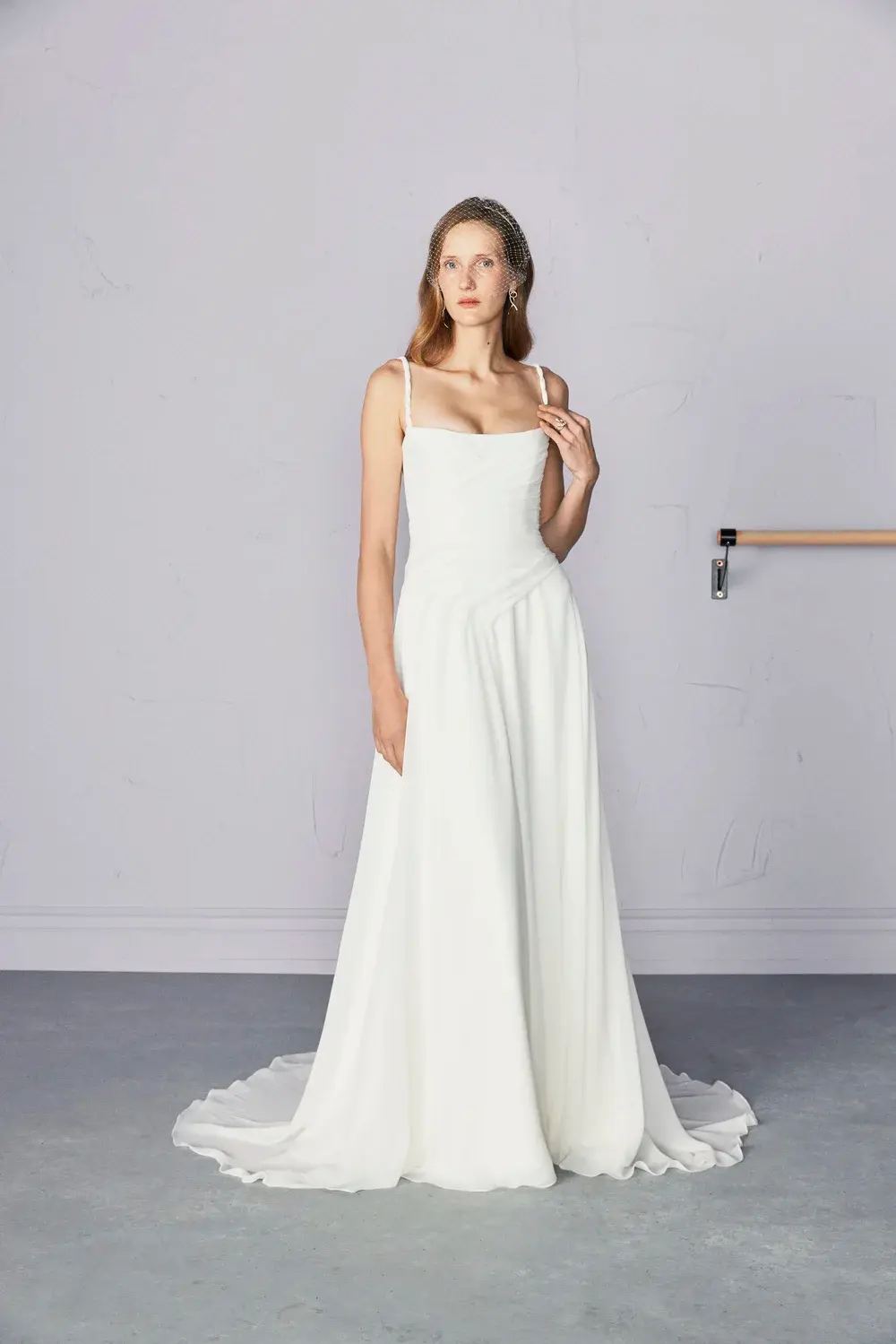 Selina. A Chiffon Square Neck Corseted Wedding Dress by Savannah Miller