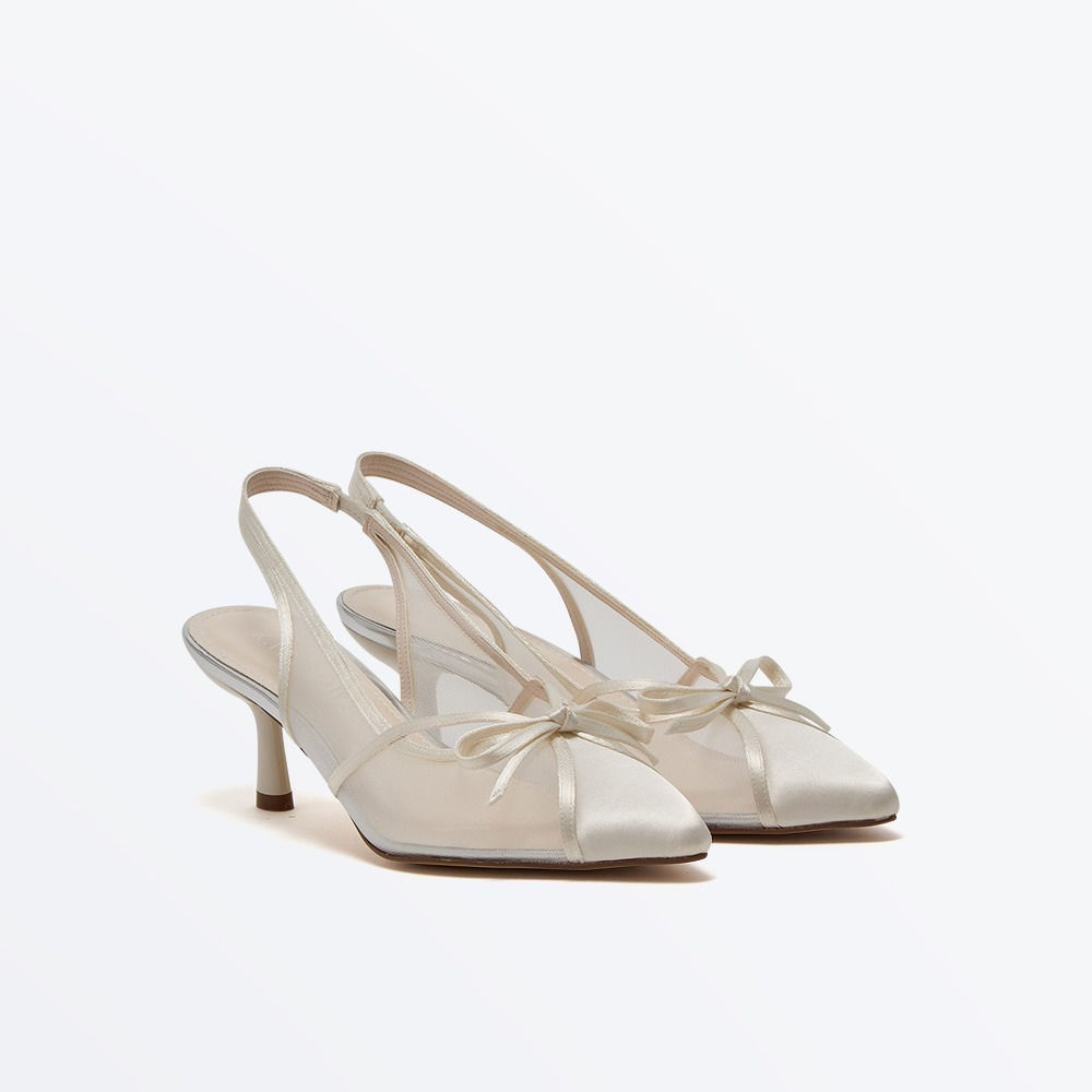 Bow Detail Slingback Ivory Wedding Shoes