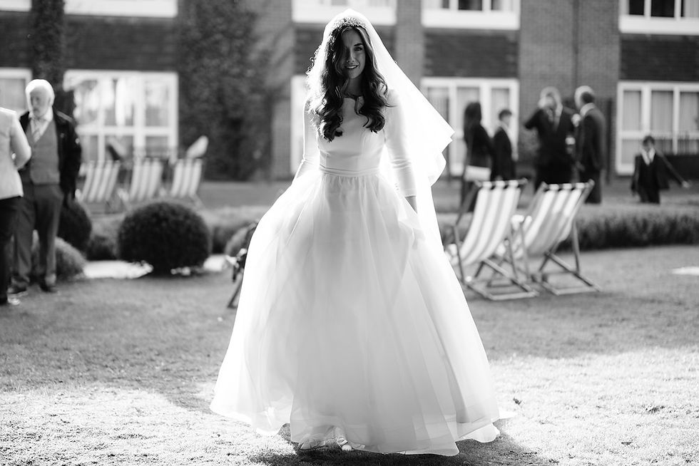 Bride in her wedding dress
