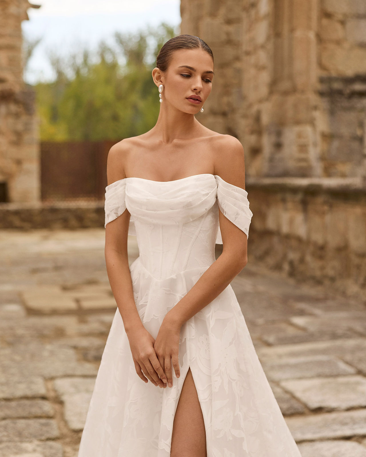 draped bodice wedding dress