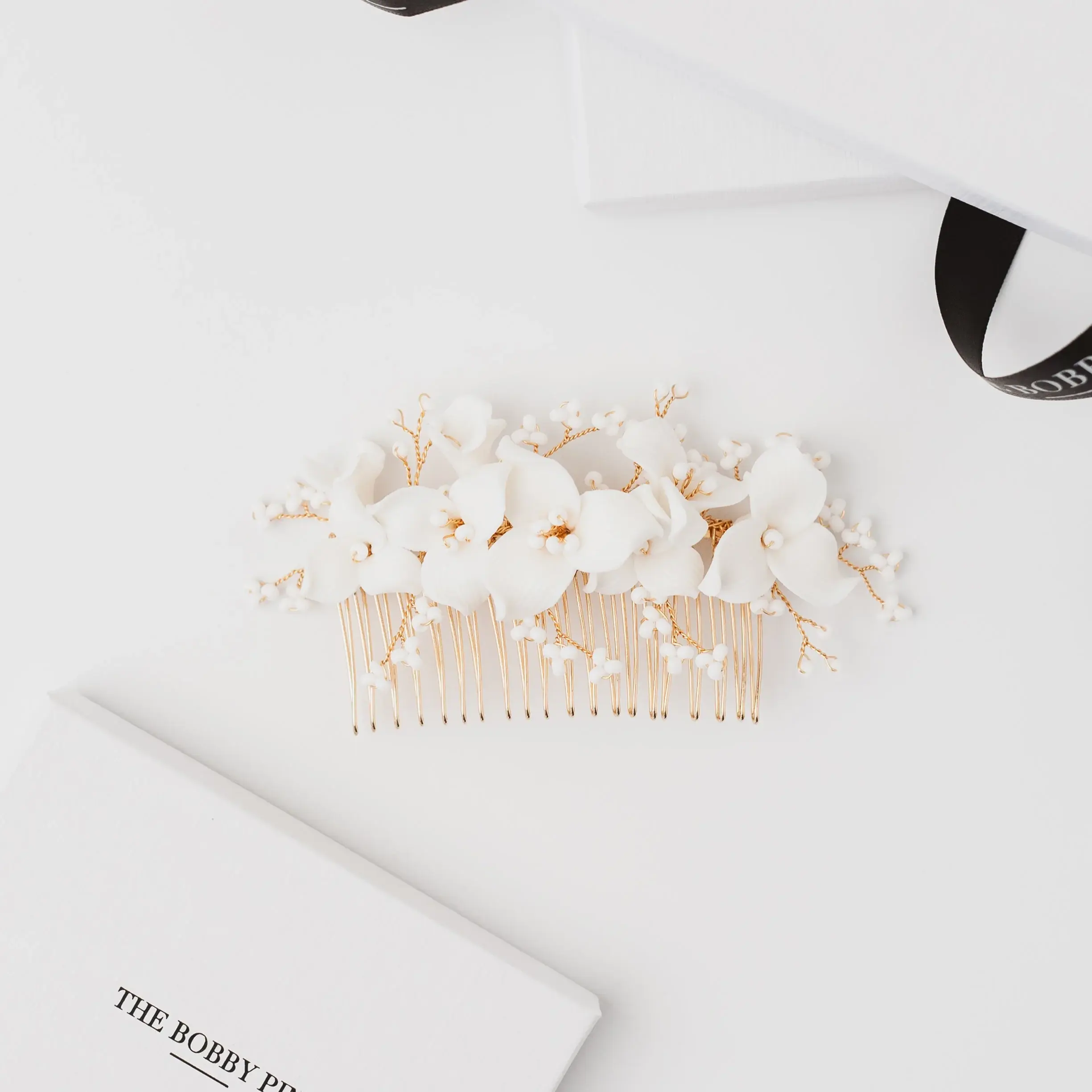 Indy | Bridal Floral Beaded Hair Comb in Gold by The Bobby Pin
