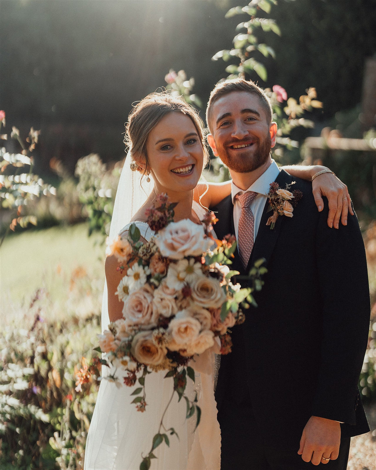 Bride and Groom together in the garden