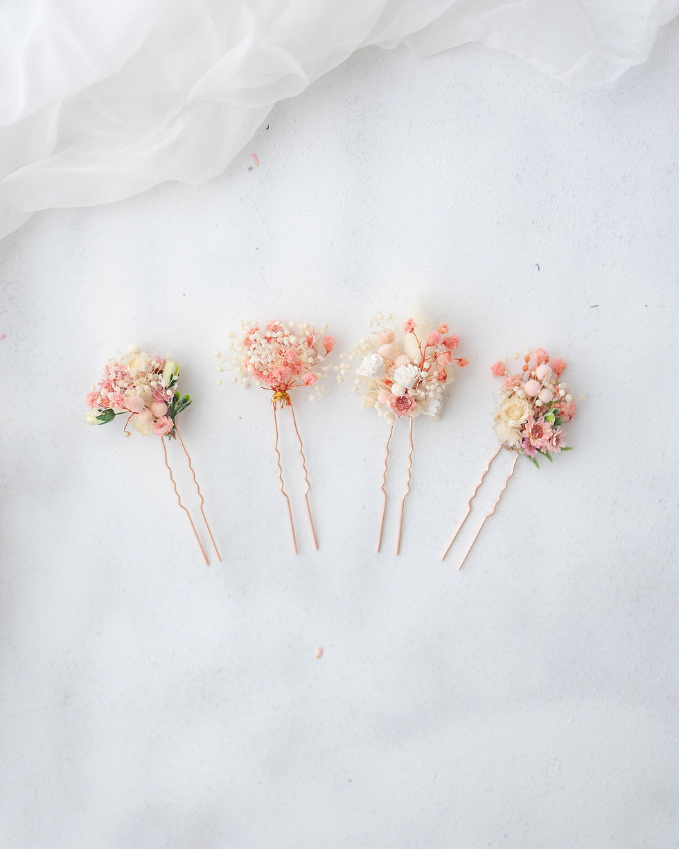 Miniaturbild: Braut Haarschmuck Haarblumen mit Trockenblumen und Schleierkraut. Haarnadel mit