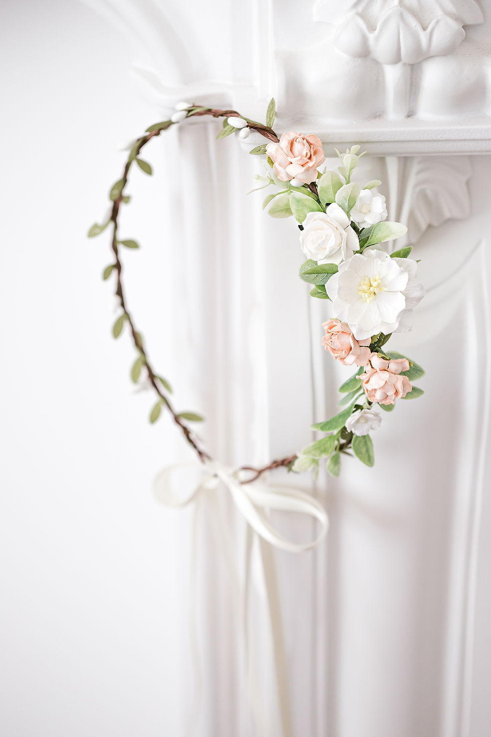 Blumenkranz Braut Hochzeit Haarkranz Blumen Haarschmuck Brautjungfern Oktoberfest Kranz Kopfschmuck Haarband Eukalyptus weiß