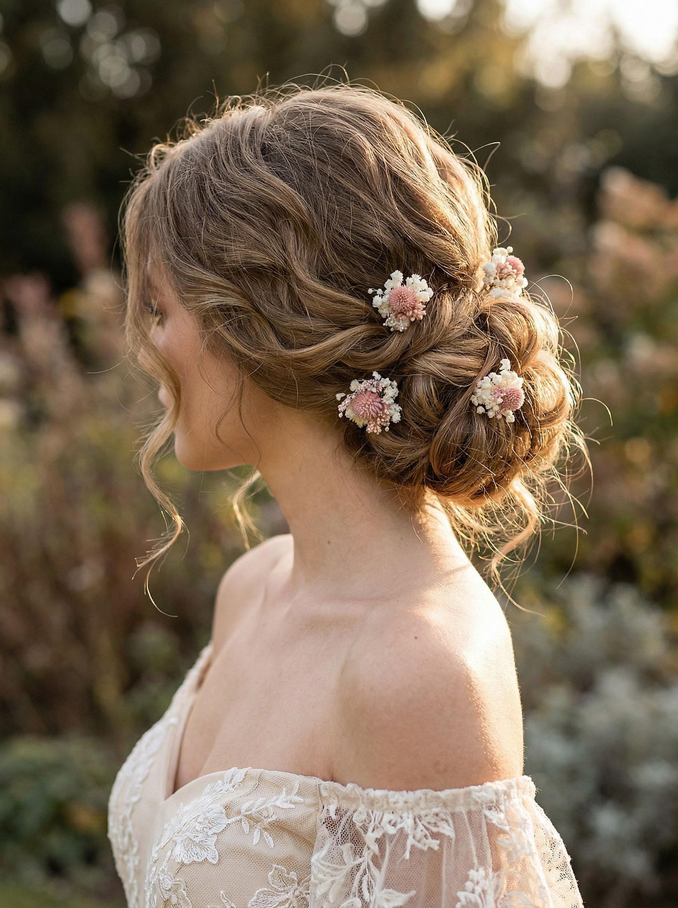 Miniaturbild: Haarnadeln mit Trockenblumen in Altrosa. Boho Haarschmuck