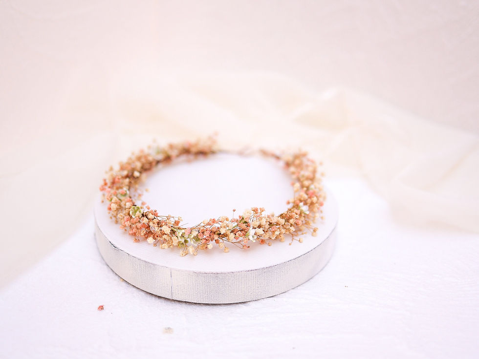 Miniaturbild: Braut Haarkranz mit Trockenblumen, Schleierkraut für Hochzeiten und besondere A