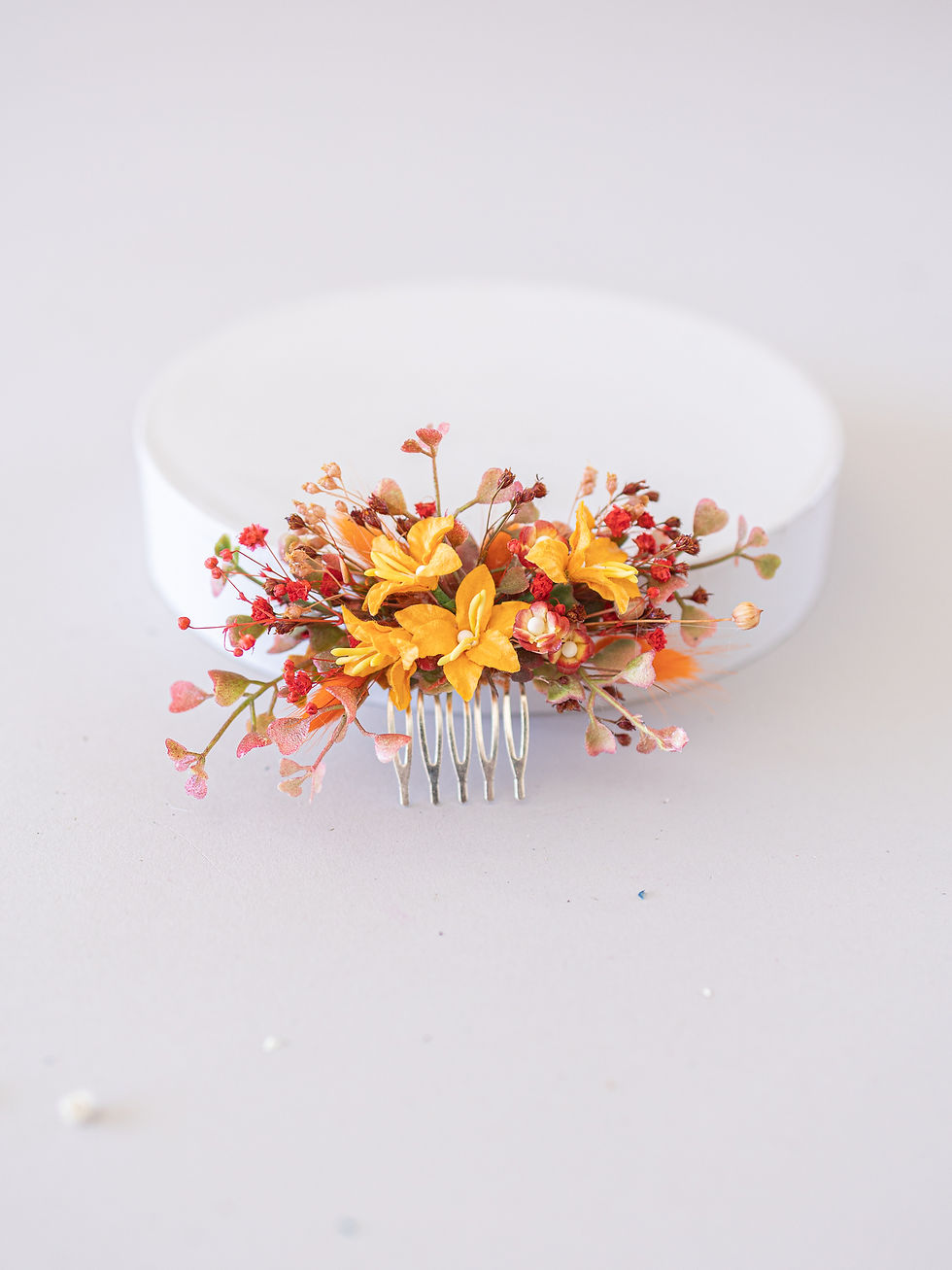 Miniaturbild: Braut Haarkamm mit Trockenblumen für Herbst und Winter Hochzeiten. Haarschmuck 