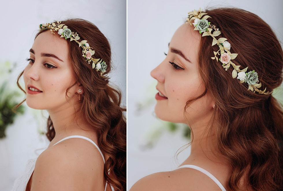 Miniaturbild: Hochzeit Blumenkranz Braut Haarschmuck Haarkranz mit Blumen, Beeren, Schleierkr