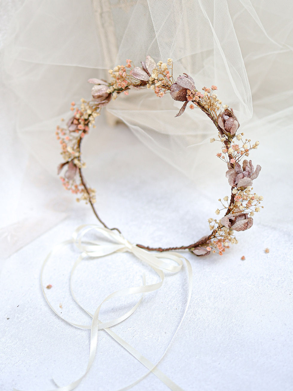 Miniaturbild: Hochzeit Blumenkranz Braut Haarschmuck Haarkranz mit Blumen, Schleierkraut, Tro
