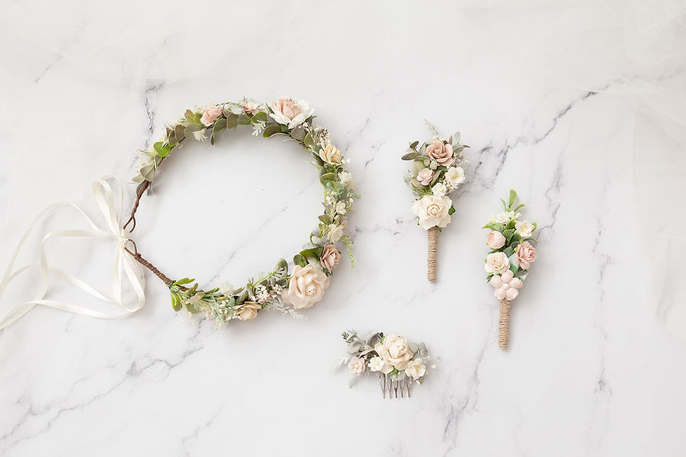 Miniaturbild: Braut Blumenkranz Boho Hochzeit Blumen Haarschmuck Kranz Haarkranz Hochzeit Okt