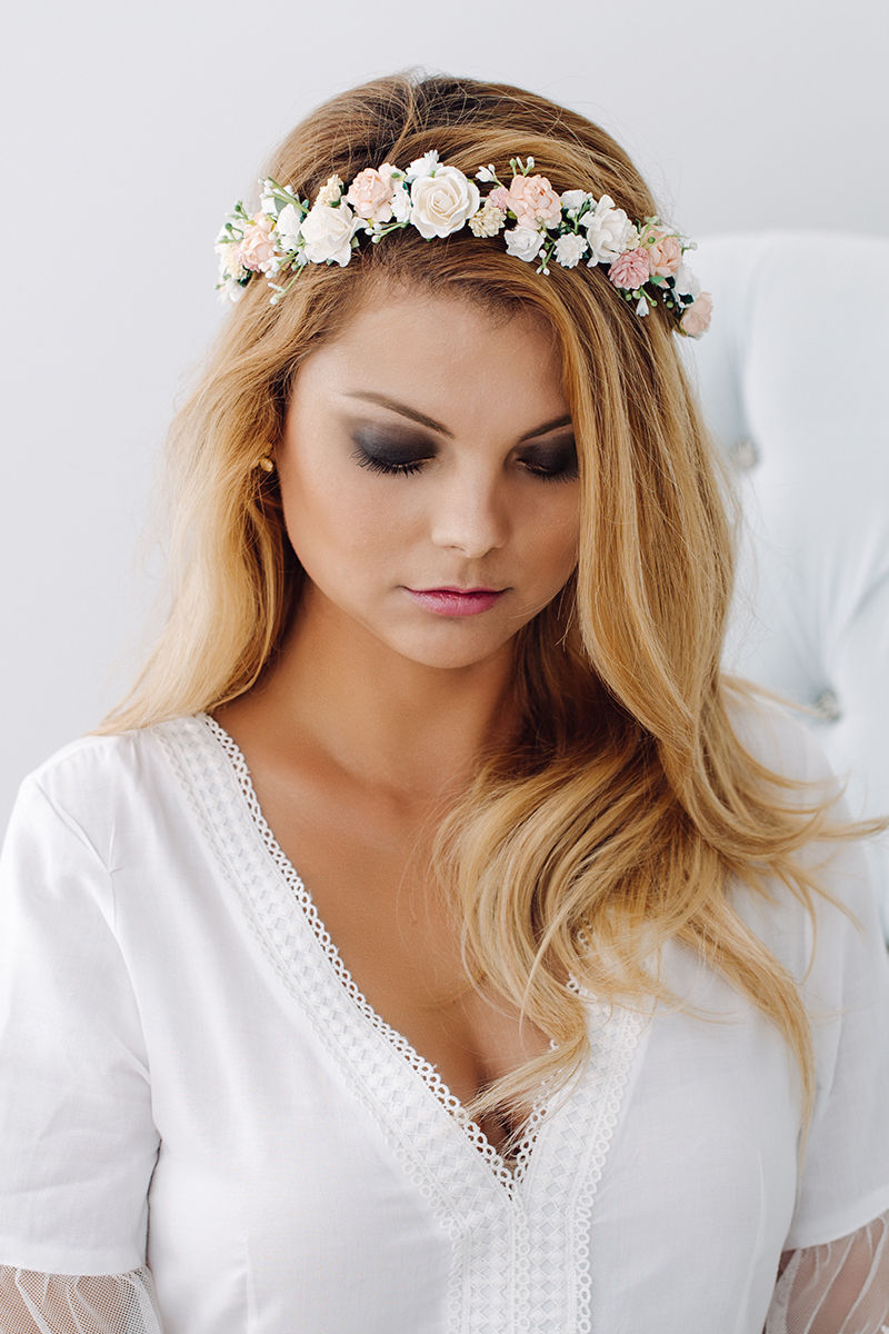 Blumenkranz Braut Hochzeit Haarkranz Blumen Haarschmuck Brautjungfern Oktoberfest Kranz Kopfschmuck Haarband Schleierkraut