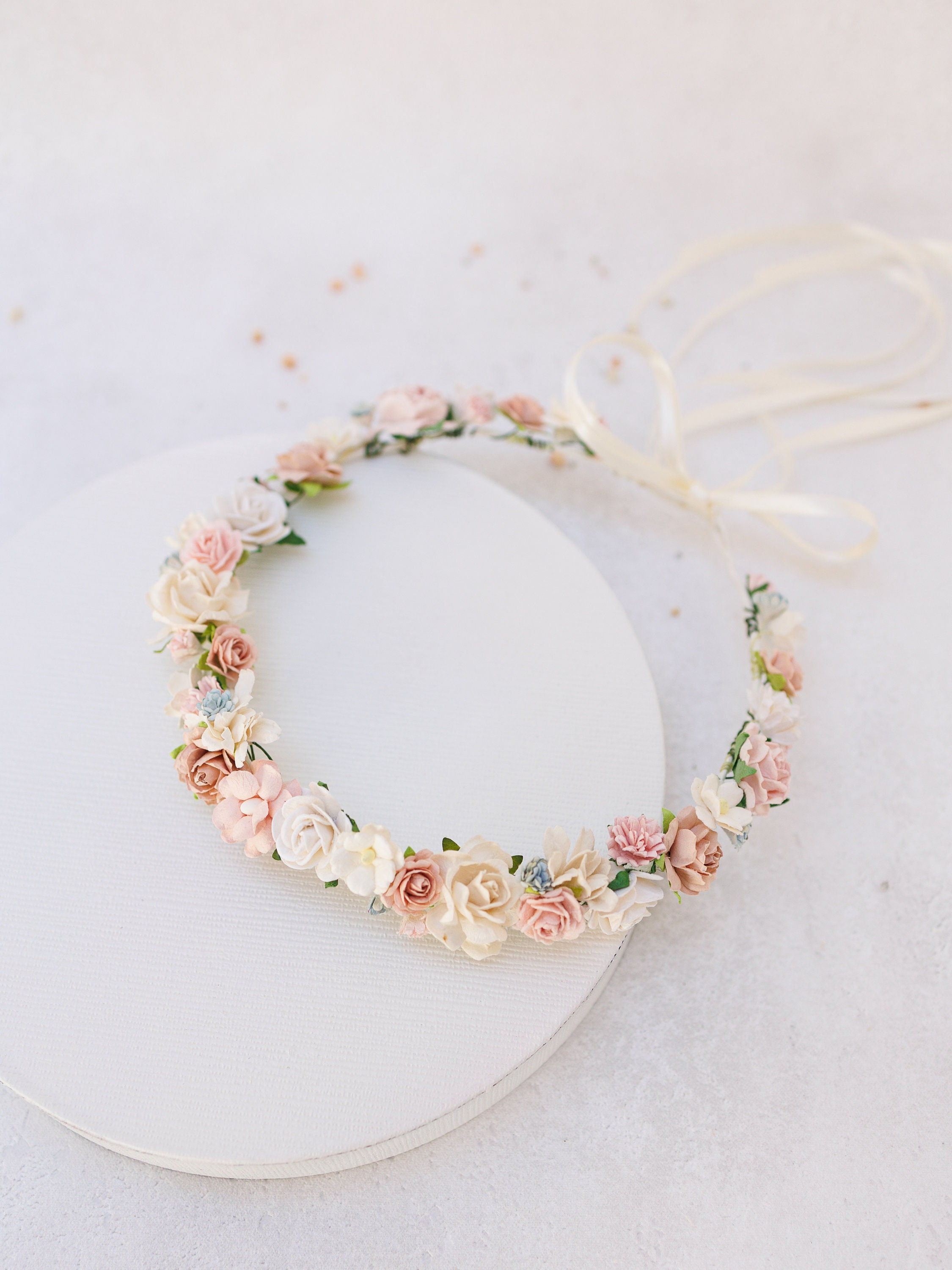 Braut Haarkranz in creme, blush, altrosa, blau für Hochzeiten und besondere Anl