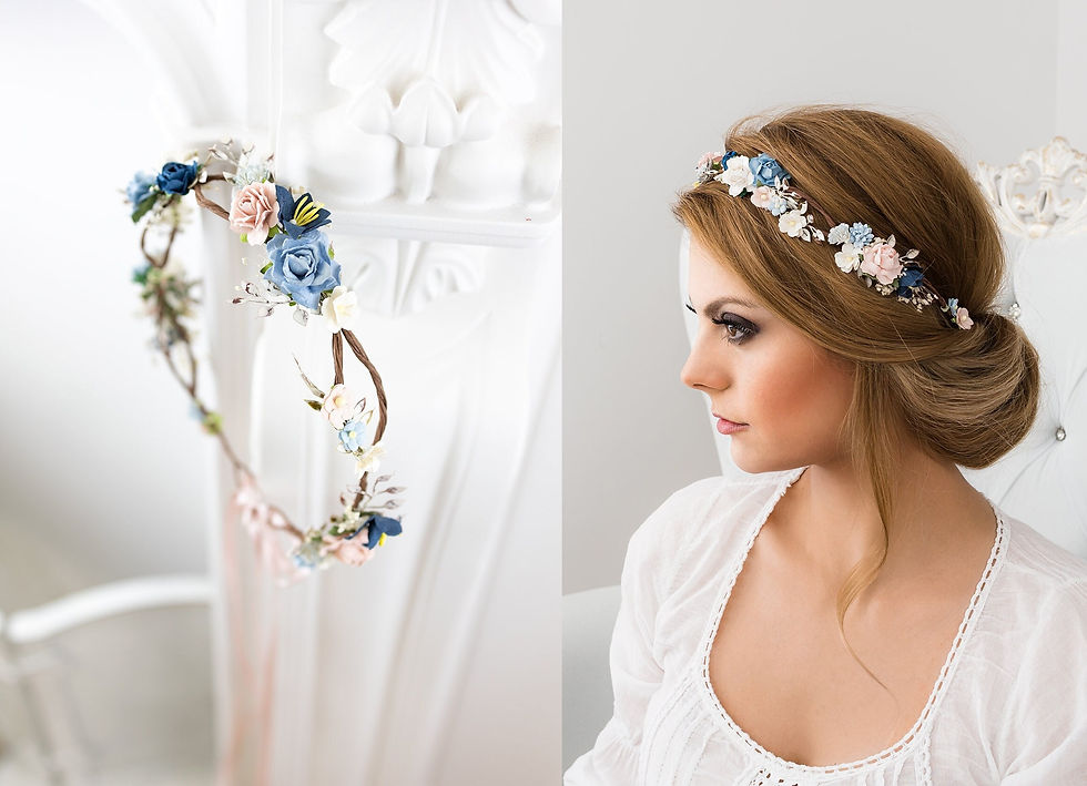 Miniaturbild: Braut Blumenkranz Boho Hochzeit Blumen Haarschmuck Kranz Haarkranz Hochzeit Okt