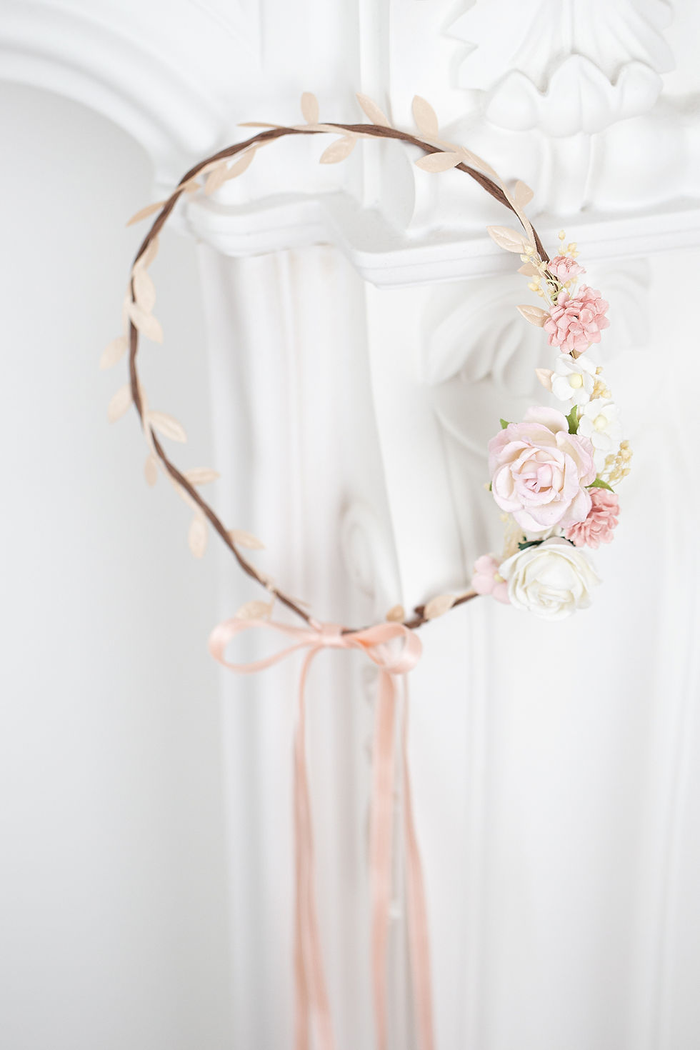 Blumenkranz Braut Hochzeit Haarkranz Blumen Haarschmuck Brautjungfern Oktoberfest Kranz Kopfschmuck Haarband pfirsisch rosa