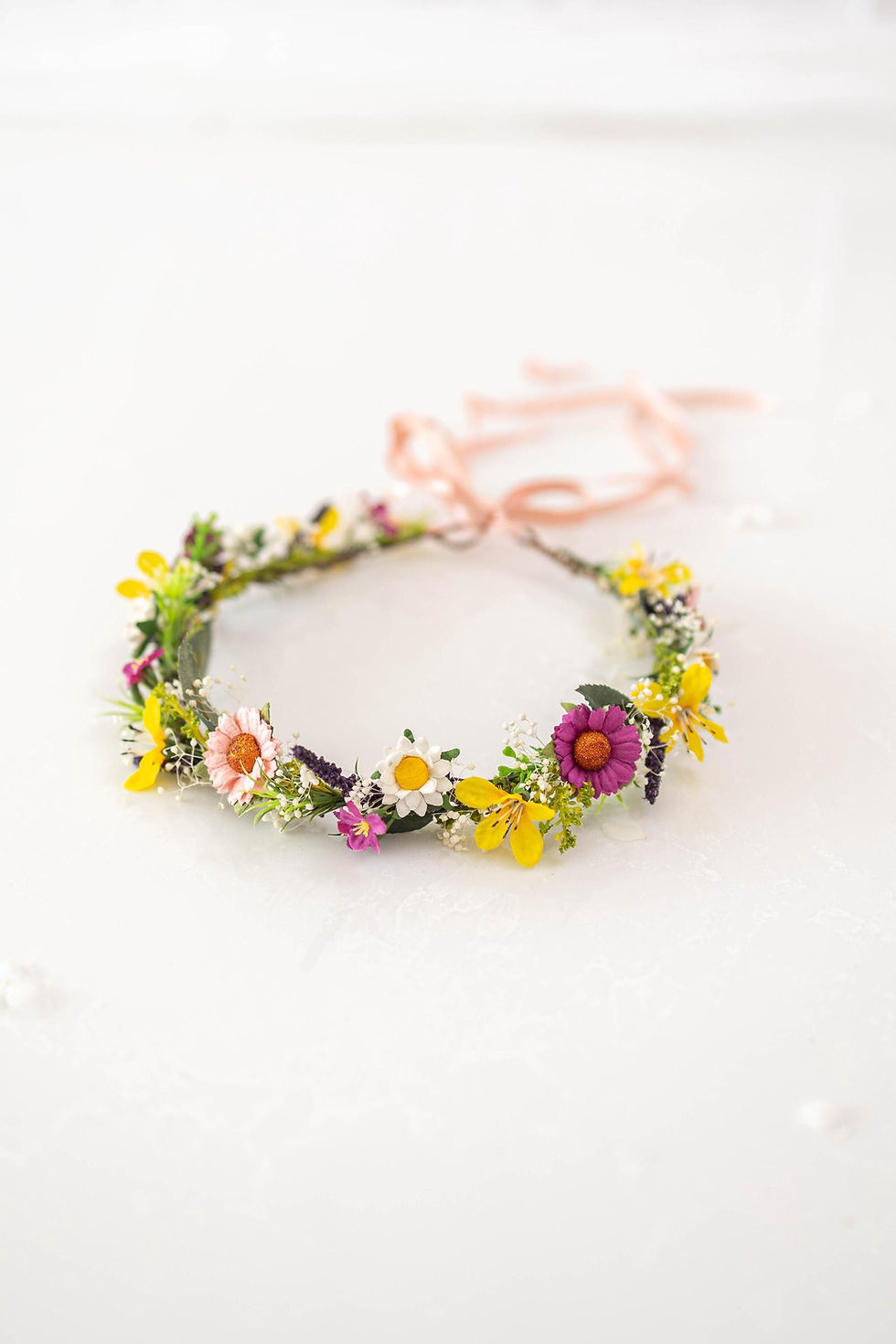 Miniaturbild: Wiesenblumen Blumenkranz, Gänseblümchen und Lavendel Haarkranz, Hochzeit Haarsc
