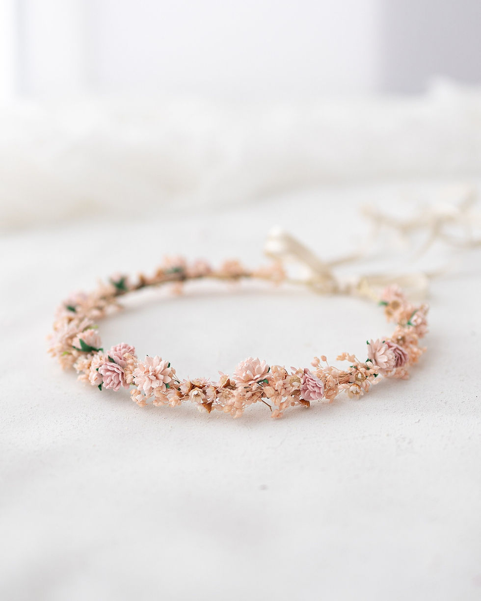 Miniaturbild: Trockenblumen Haarkranz. Braut Blumenkranz mit Schleierkraut. Hochzeit Blumenkr