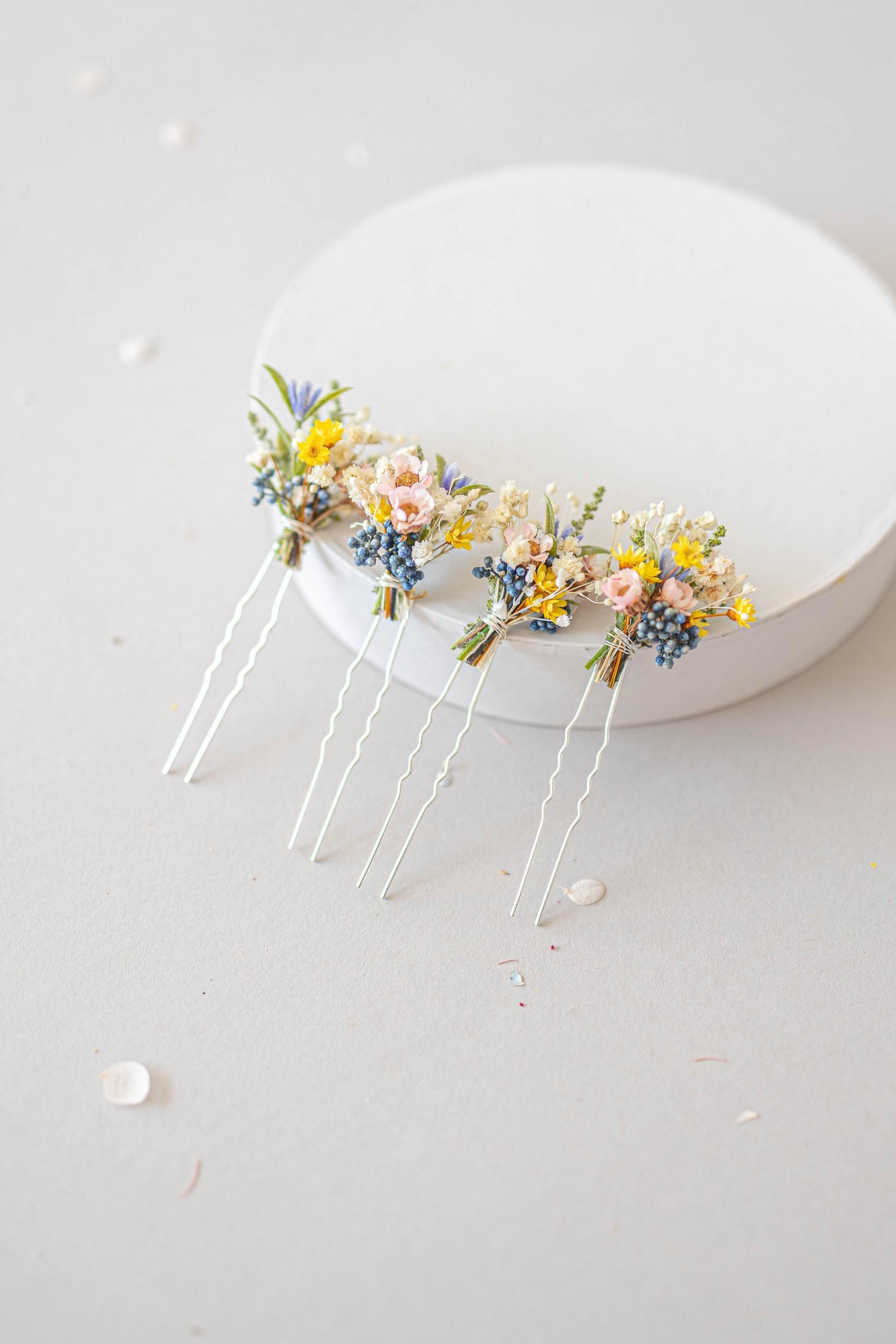 Braut Haarschmuck Haarblumen mit Trockenblumen. Haarnadel mit Blüten. Hochzeit