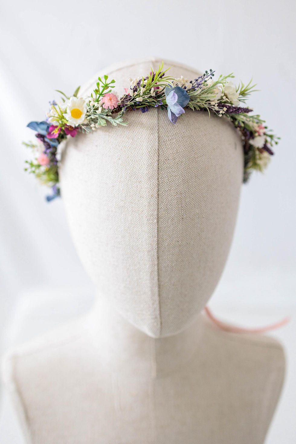 Miniaturbild: Gänseblümchen und Lavendel Blumenkranz, Wiesenblumen Haarkranz, Hochzeit Haarsc