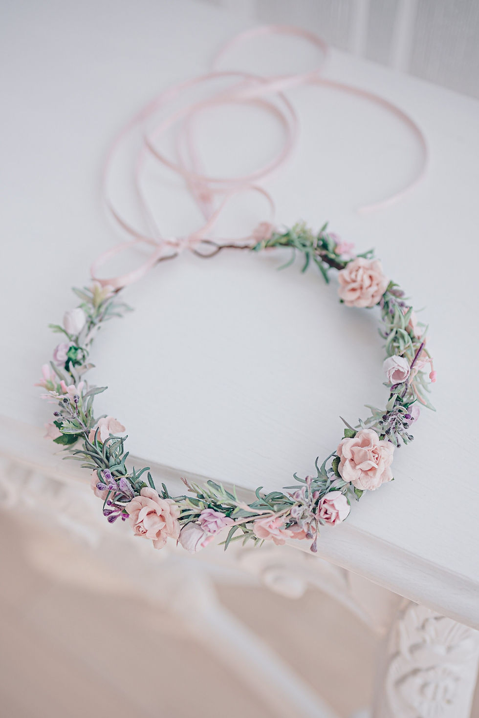 Miniaturbild: Hochzeit Blumenkranz Braut Haarschmuck Haarkranz mit Blumen, Schleierkraut, Euk