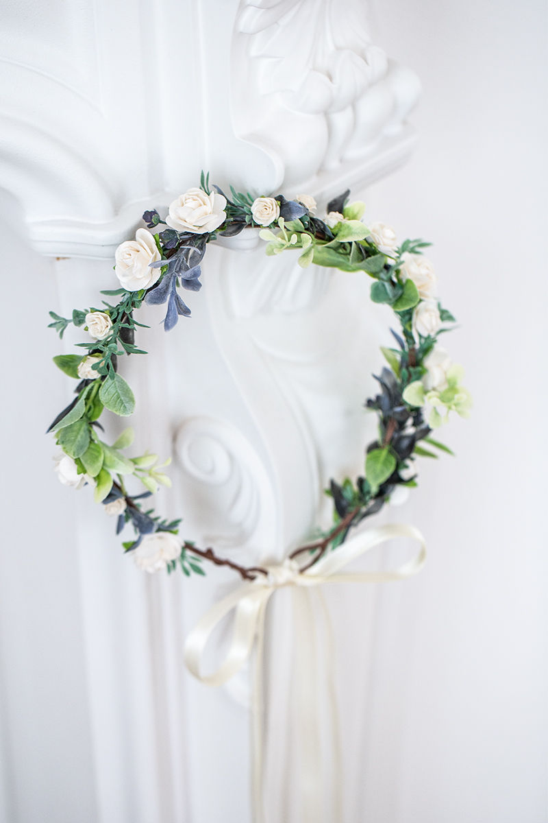 Blumenkranz Braut Hochzeit Haarkranz Blumen Haarschmuck Brautjungfern Oktoberfest Kranz Sommerfest Kopfschmuck eucalyptus