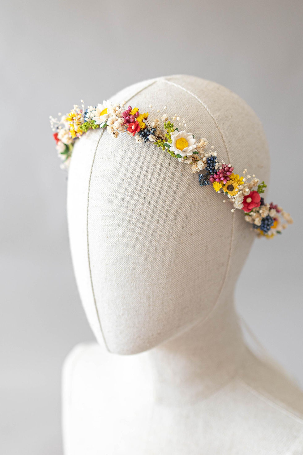 Miniaturbild: Hochzeit Haarkranz. Braut Blumenkranz mit Trockenblumen. Boho Hochzeit Blumenkr