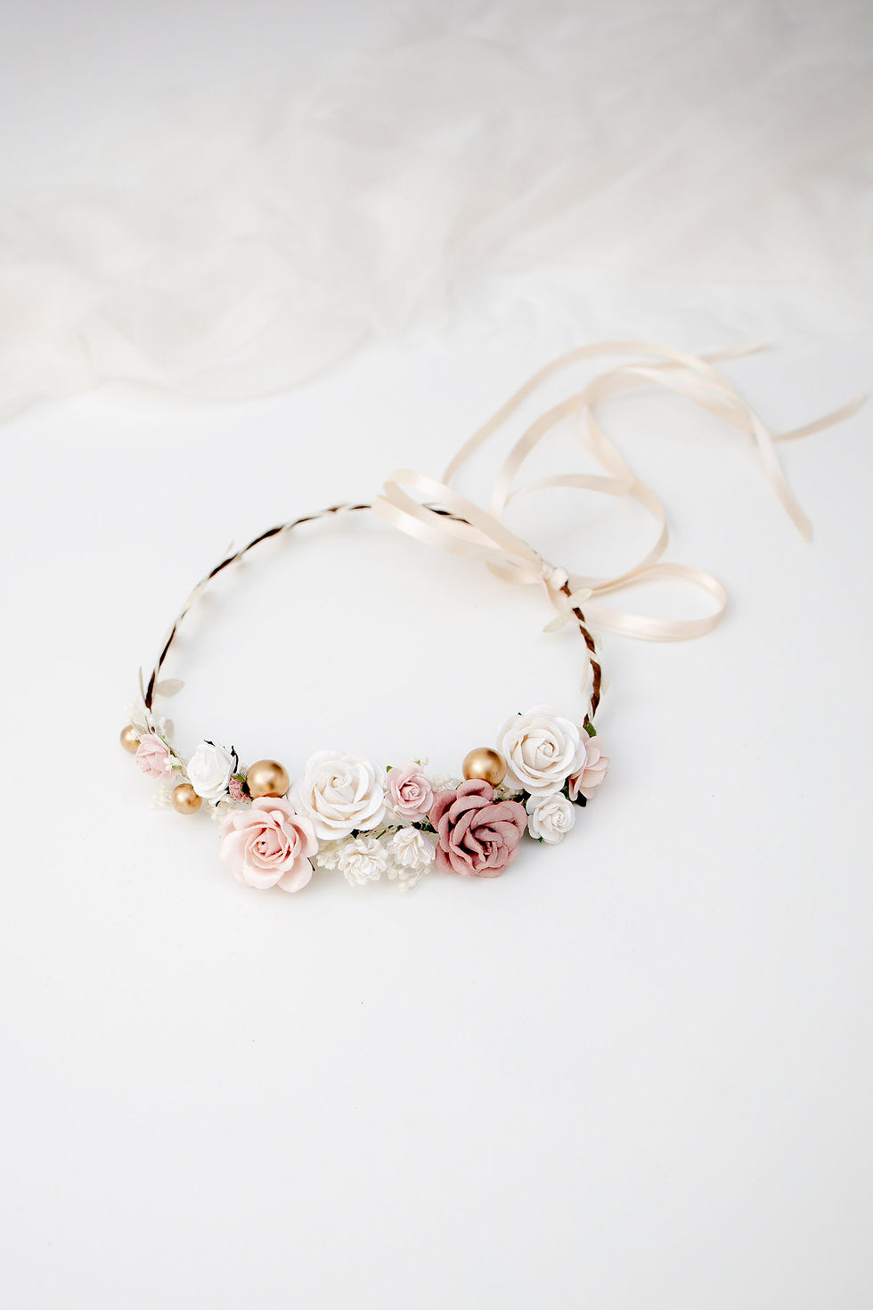 Miniaturbild: Braut Blumenkranz Haarkranz Hochzeit Haarband Blumen Haarschmuck Rosen Boho Hip