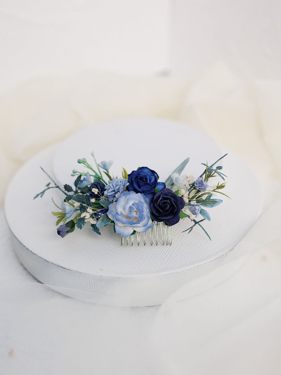 Miniaturbild: Braut Haarkamm mit Blumen in blau. Hochzeit Haarschmuck für die Braut, Haarblum