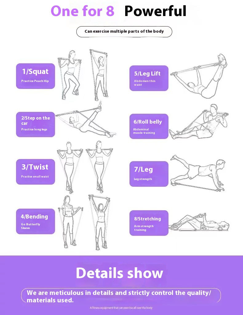 Thumbnail: Pilates Stick - Adjustable Fitness Bar for Home Workout, Yoga, Stretching & Toni