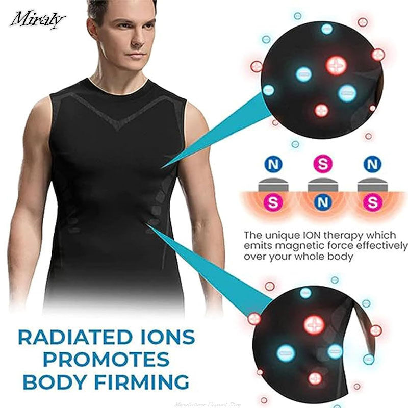 Thumbnail: Summer Men Shapewear Ionic Shaping Vest Sleeveless Shirt Tight Compression Shirt