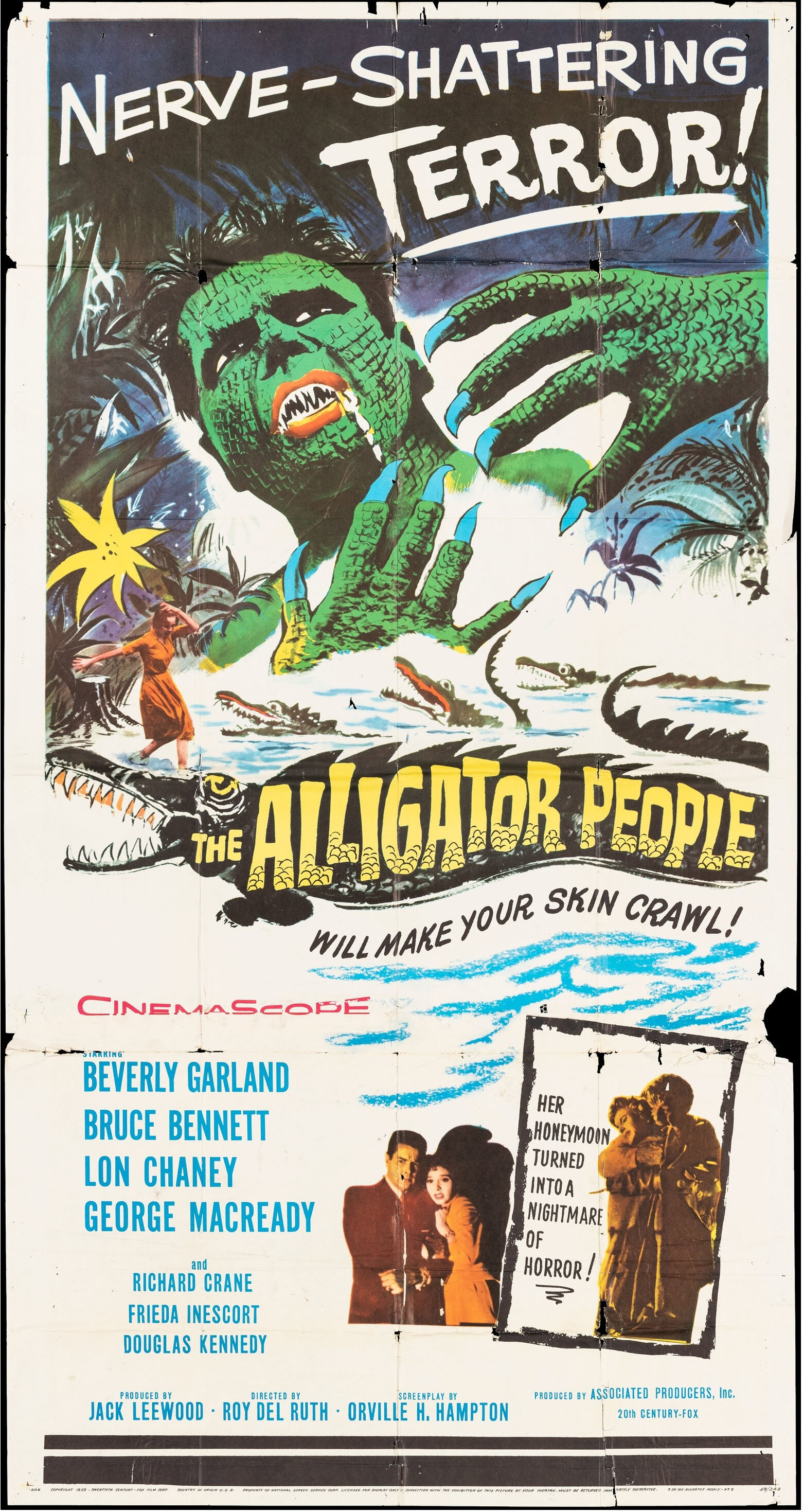 The Alligator People (20th Century Fox, 1959) 3 Sheet -Nerve Shattering Terror!