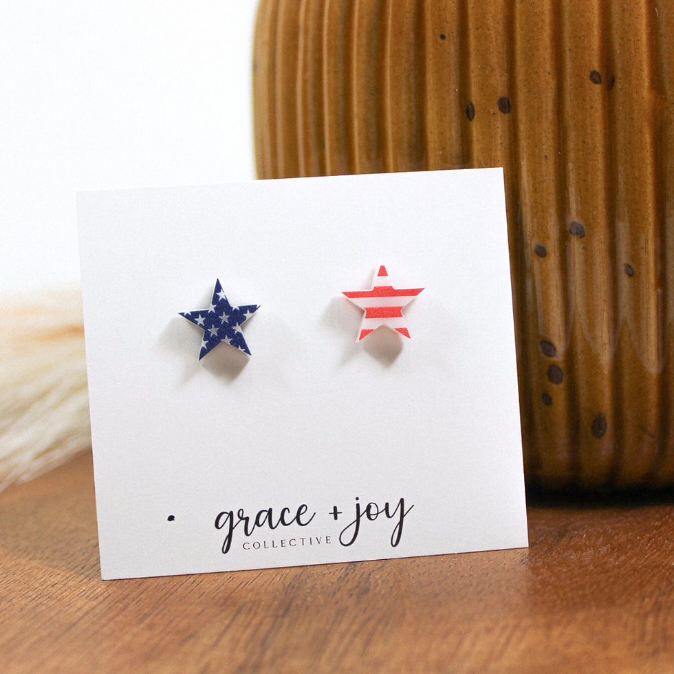 July 4th US Flag Star Earrings -Studs