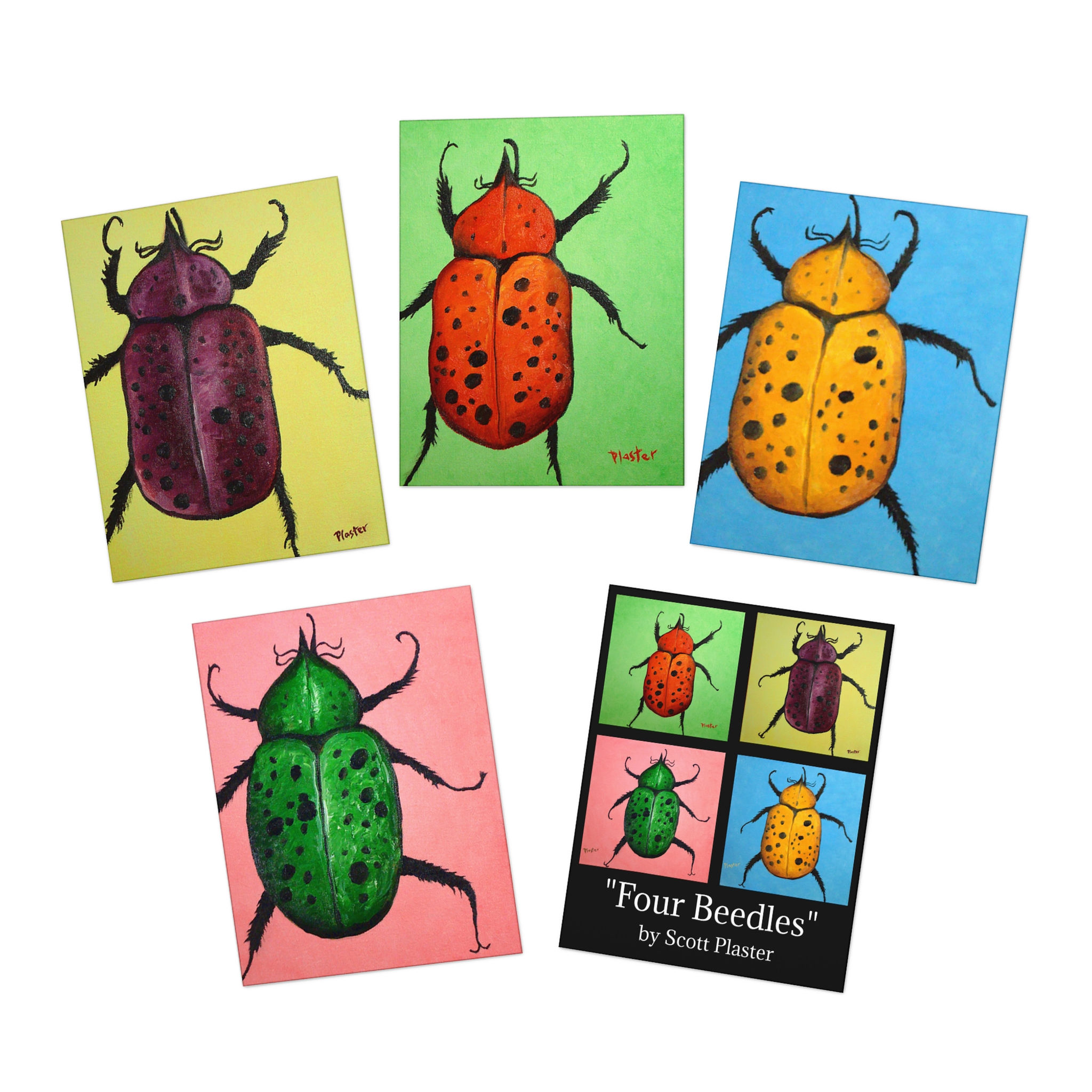 Four Beedles - Greeting Card Set (Four different images, and bonus combo card)