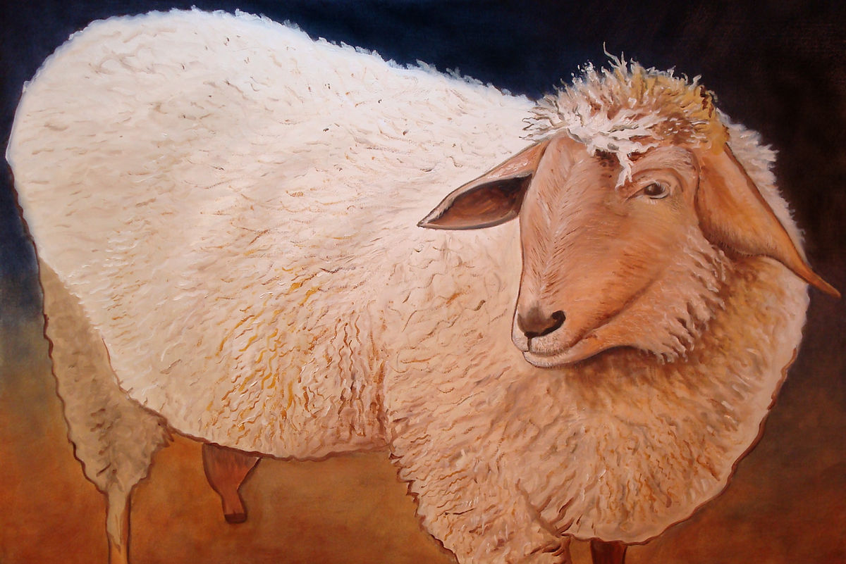 Shaggy Sheep whimsical animal art