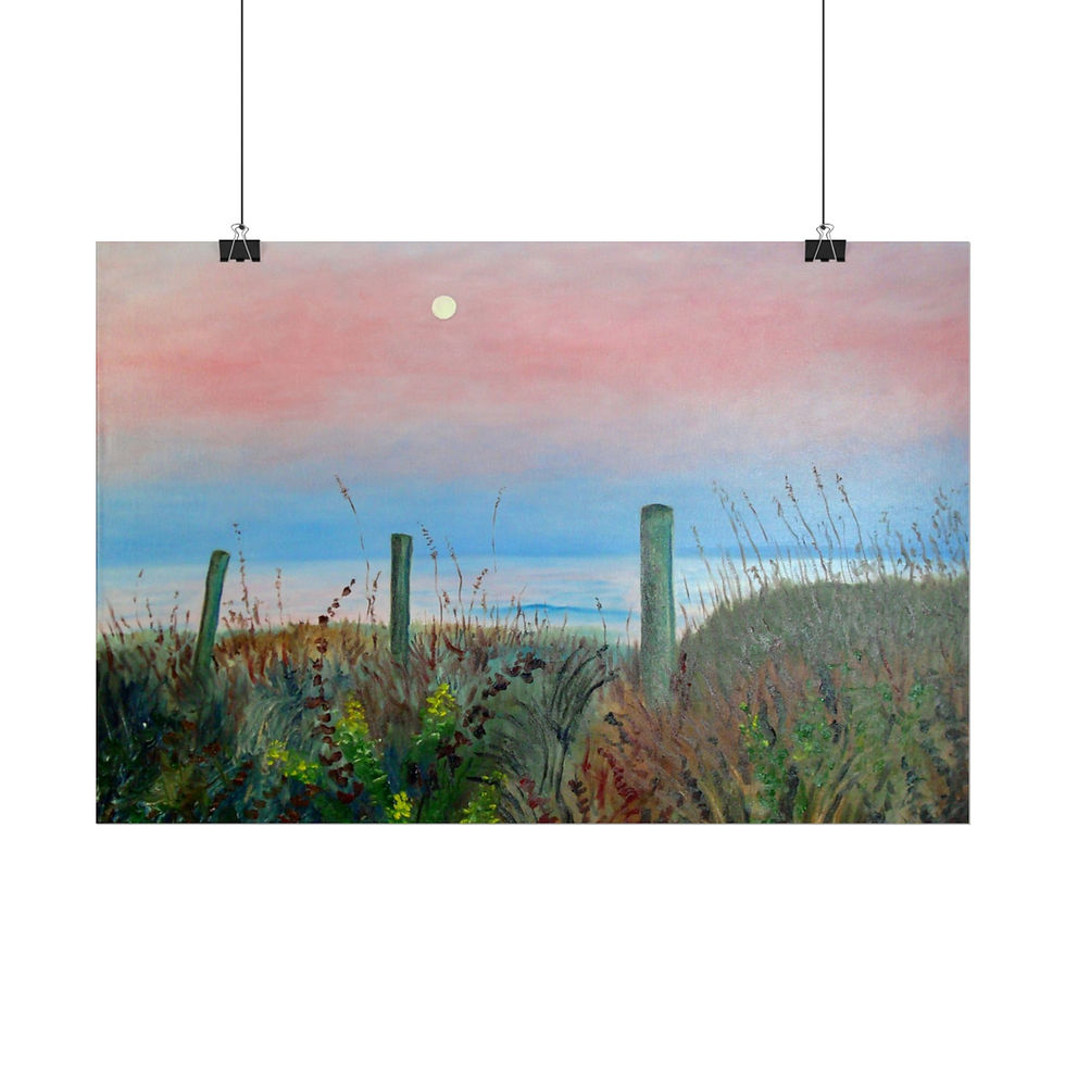 Thumbnail: Topsail Beach Moonrise Sunset - Rolled Poster