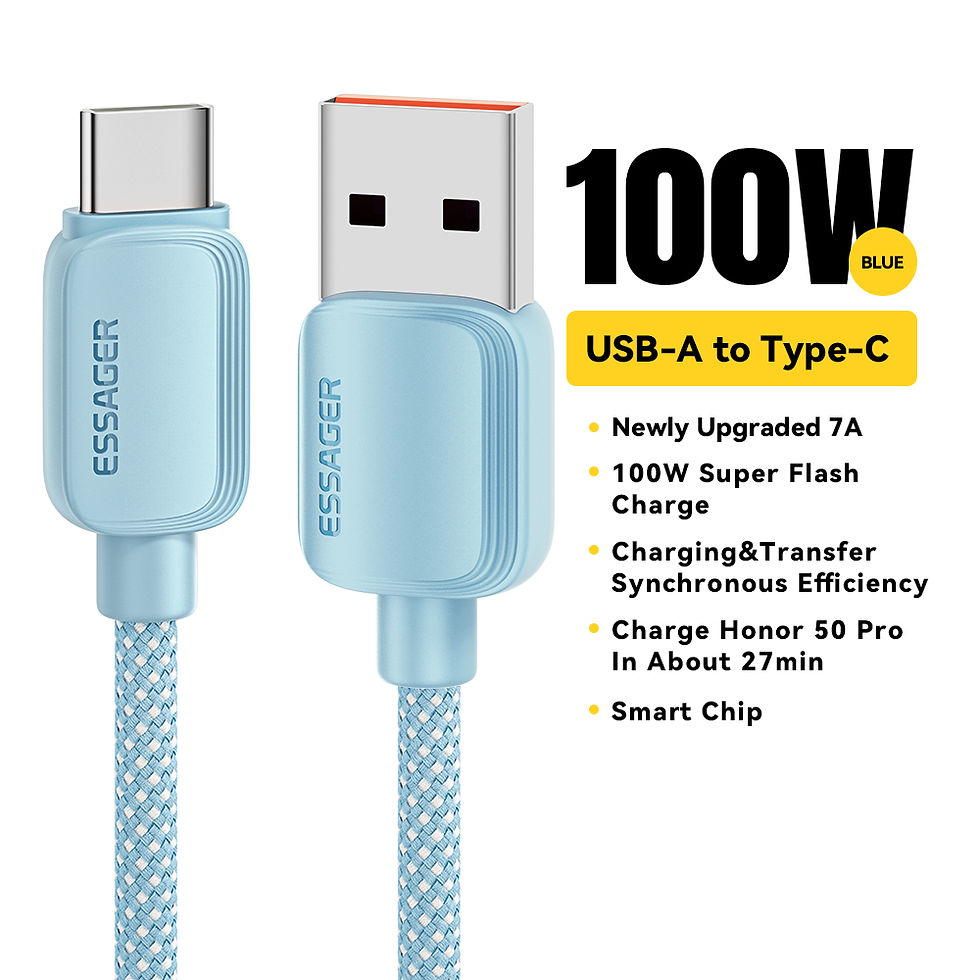 Thumbnail: Essager 7A 100W USB Type C Cable For Huawei Honor 88W PD Fast Charging Charger U