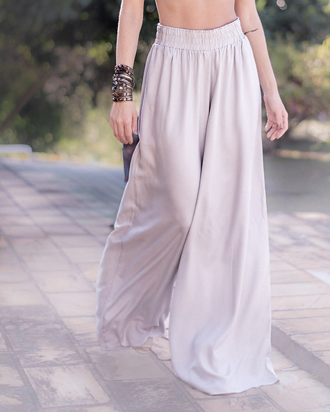 Calça pantalona cinza