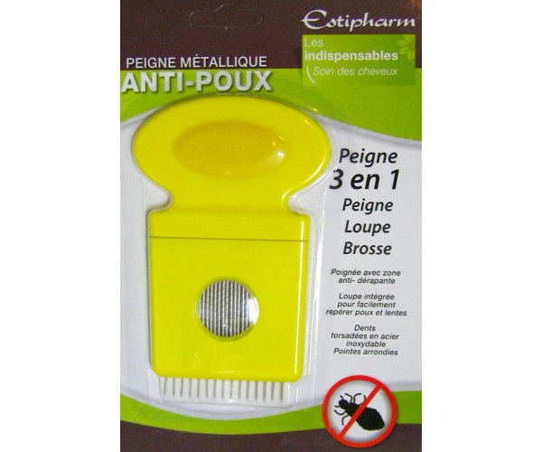 Estipharm Peigne Métallique Anti-Poux - Avec Loupe