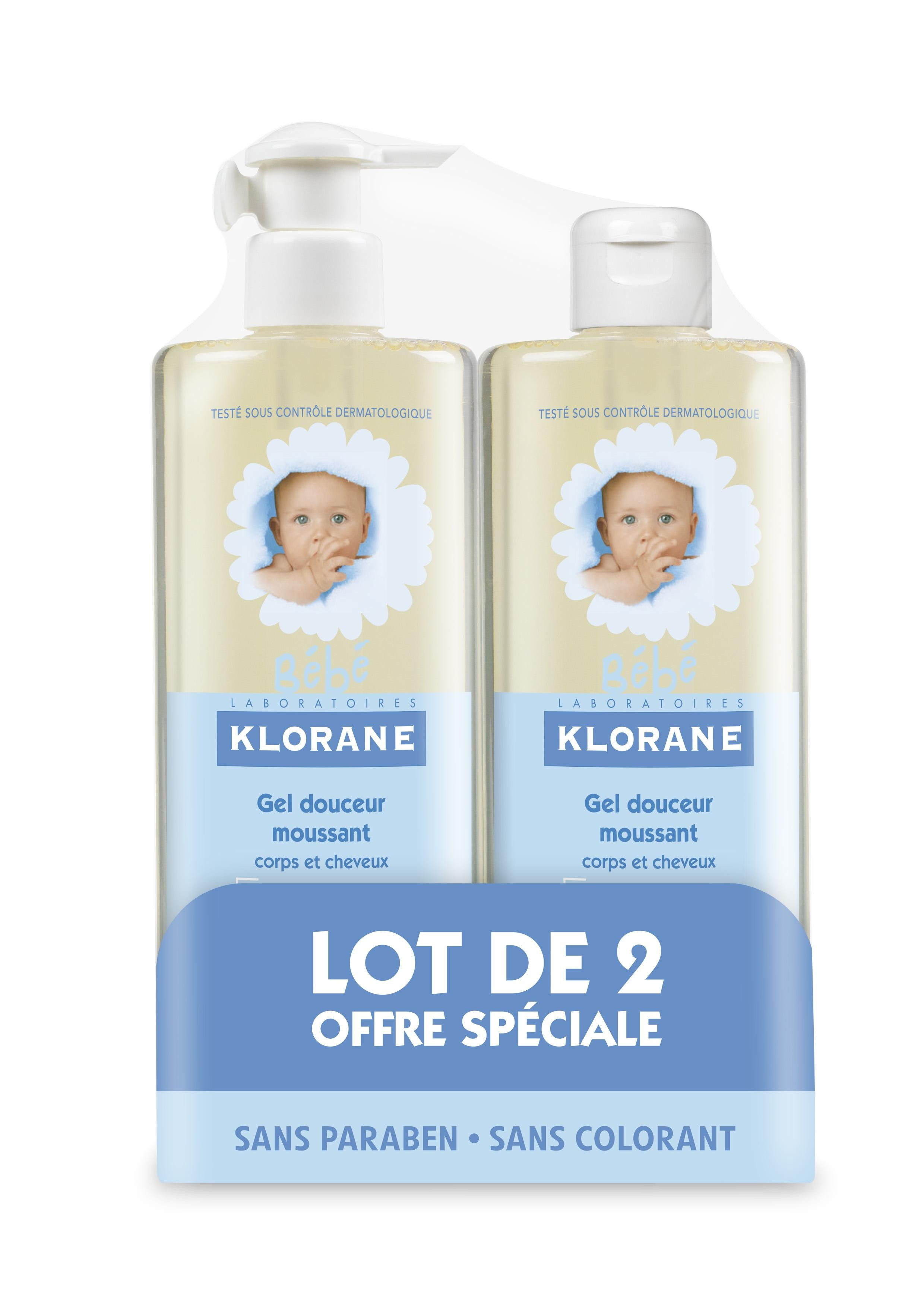 KLORANE BEBE gel douceur moussant lot de 2 x 500ml
