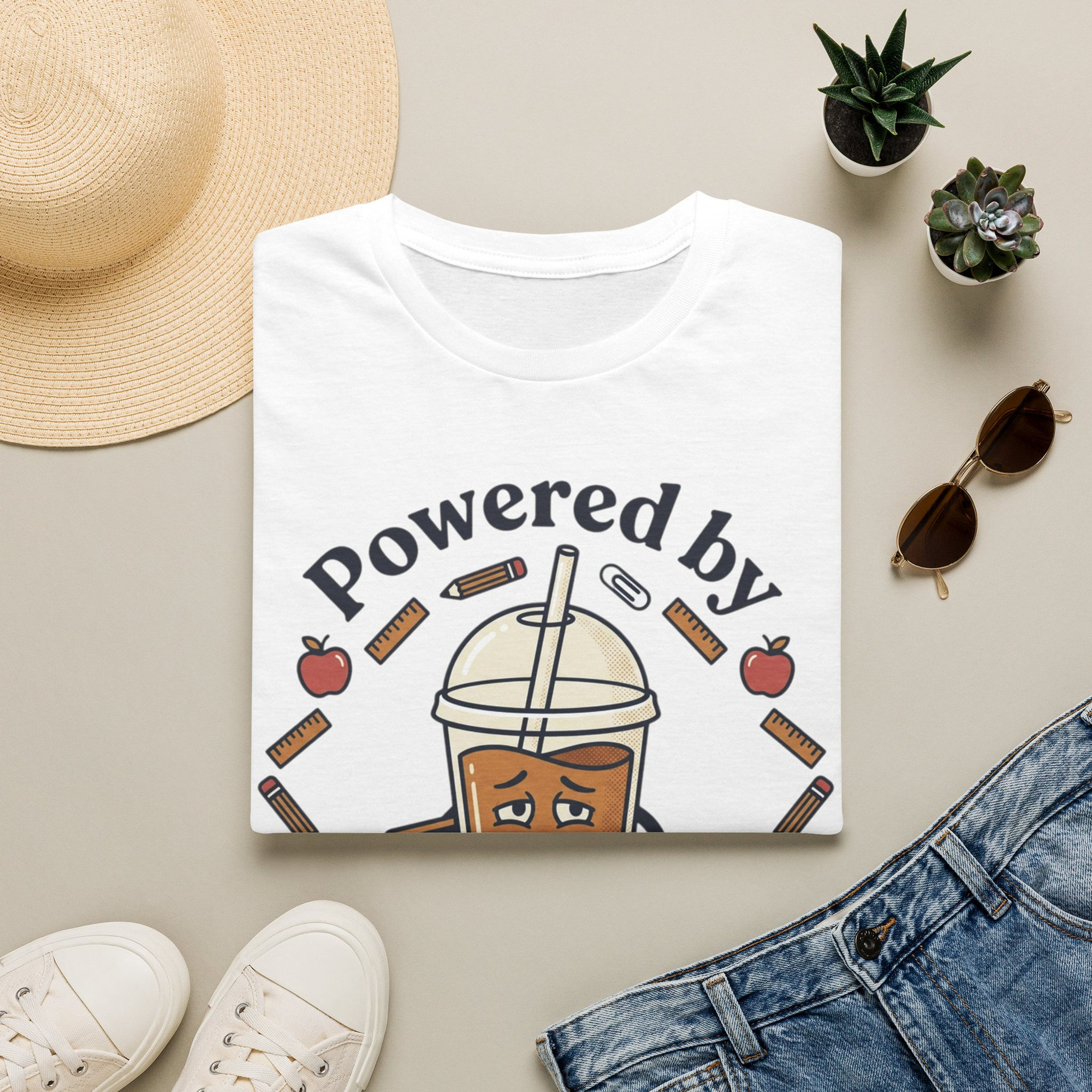 T-Shirt — "Powered by Coffee & Class" Teacher Coffee Shirt