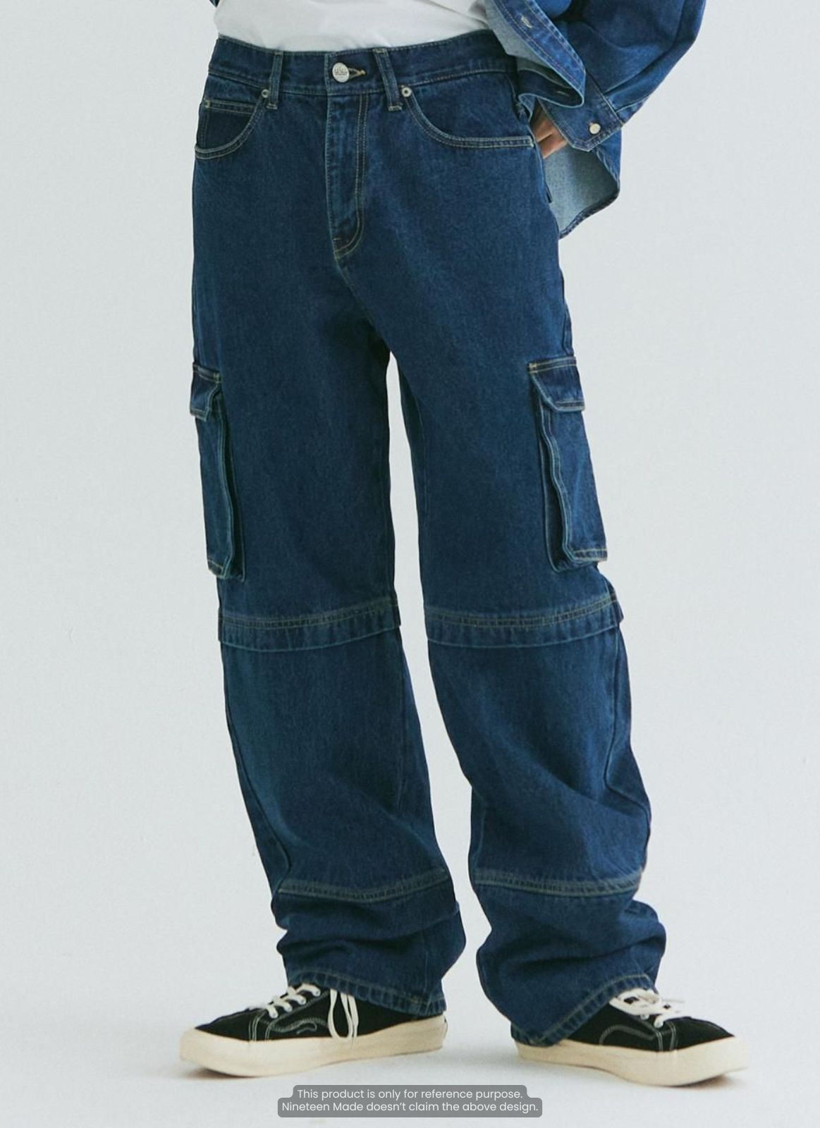 Charlotte Blue Cotton Denim Cargos Manufacturer | Pack of 100 pcs